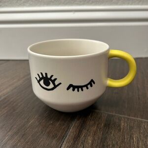 Starbucks Coffee Mug Winking Eye Ceramic Yellow Silicon Handle 14 FL Oz 2017